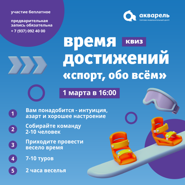 Квиз «Спорт. Обо всём» в ТРЦ «Акварель»