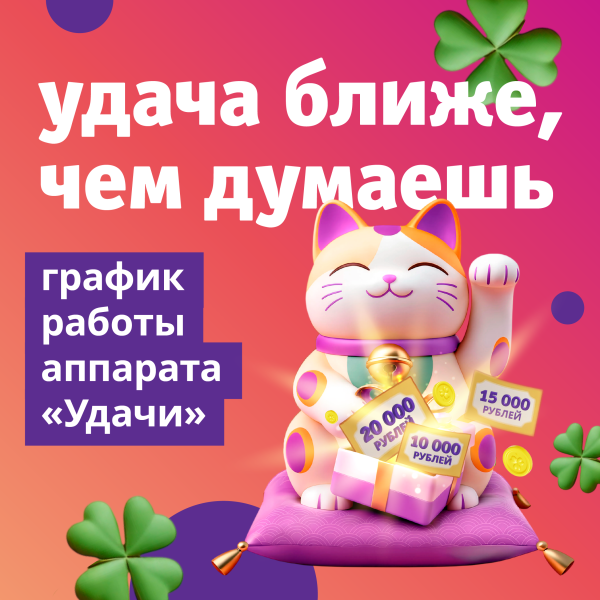 График работы аппарата «Удачи» в ТРЦ «Акварель»